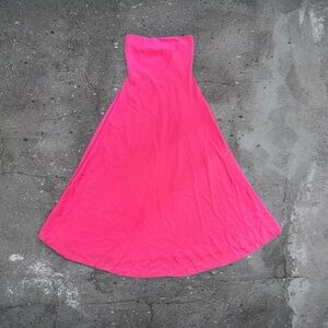 Hot pink strapless midi dress Barbiecore coquette Y2K vacation resort open back